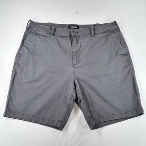 Express Chino Shorts Gray Size 34 Regular Fit Casual Mens Inseam 7" EUC